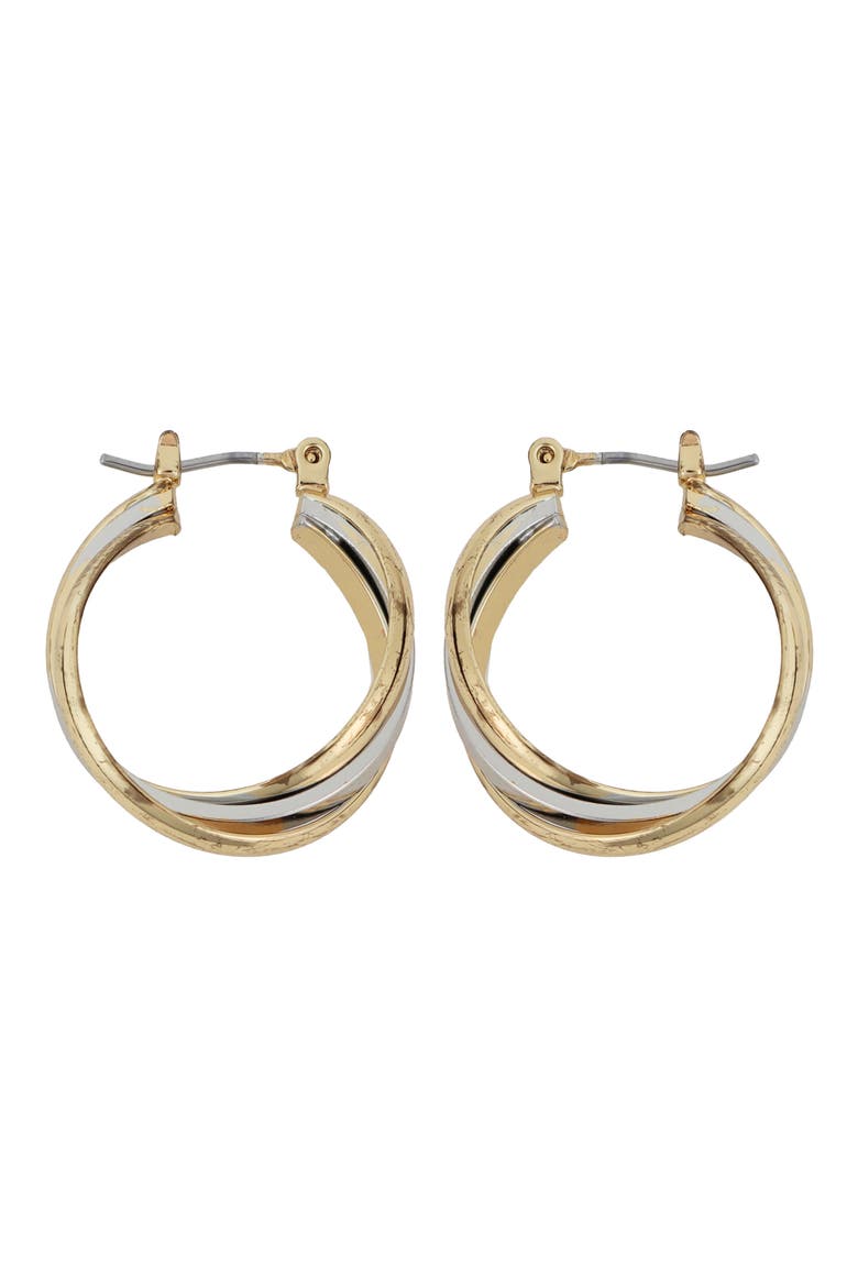 Twist Hoop Earrings, Main, color, TWO TONE