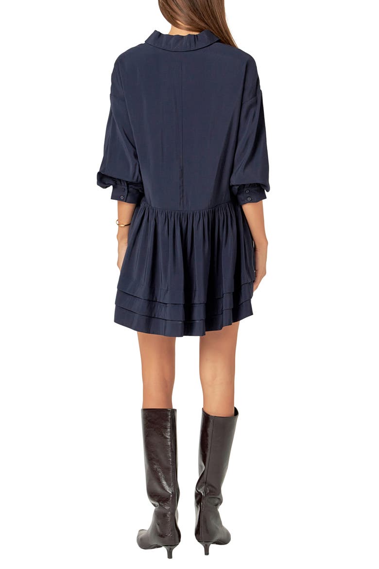 Balloon Sleeve Drop Waist Shirtdress, Alternate, color, NAVY
