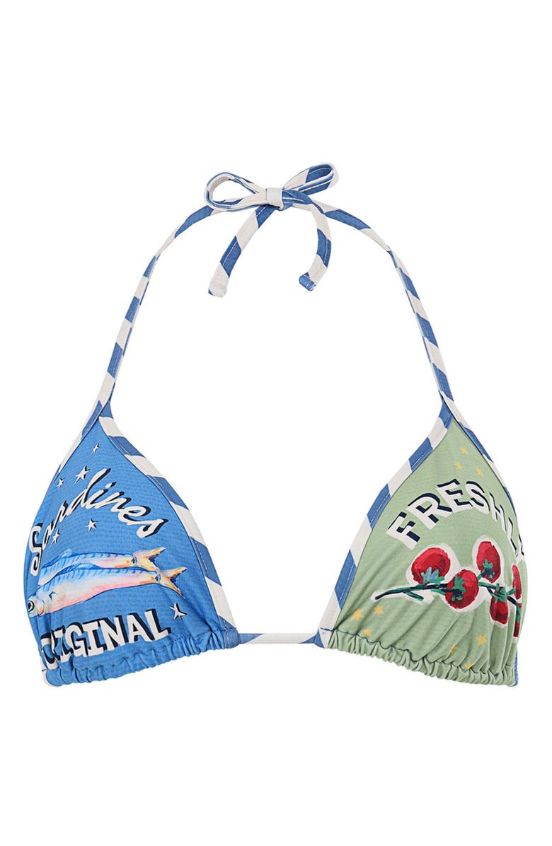 Agua Bendita Ludovica Basket Reversible Triangle Bikini Top, Alternate, color, Blue