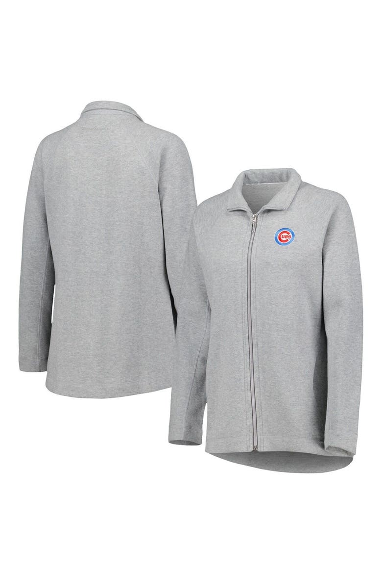 Women's Tommy Bahama Heather Gray Chicago Cubs Aruba Raglan Full-Zip Jacket, Main, color, Heather Gray
