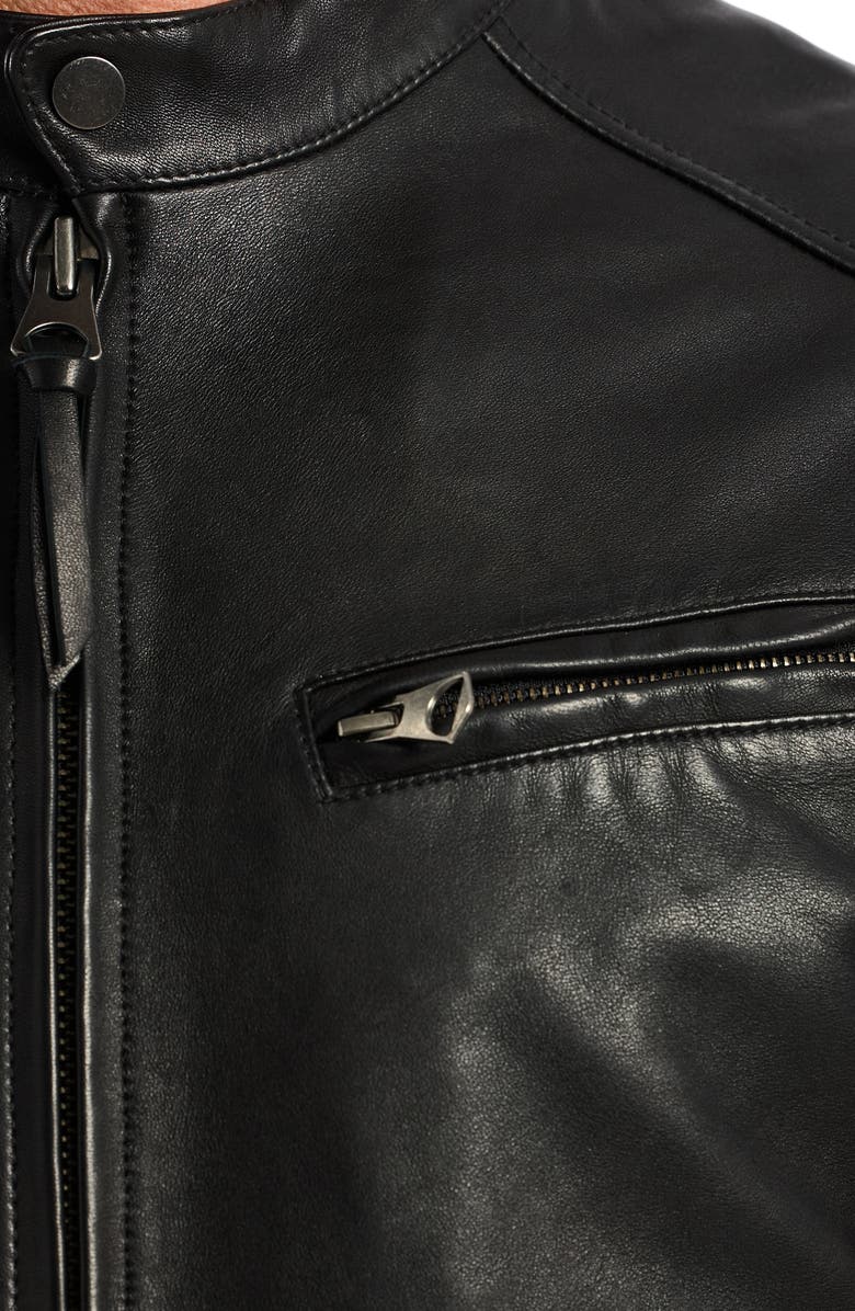 Robert Graham Cedro Leather Moto Jacket with Removable Quilted Bib, Alternate, color, Black