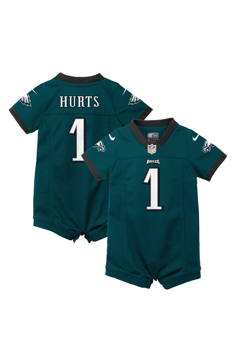 Nike Newborn & Infant Nike Jalen Hurts Midnight Green Philadelphia Eagles Game Romper Jersey, Main, color, 