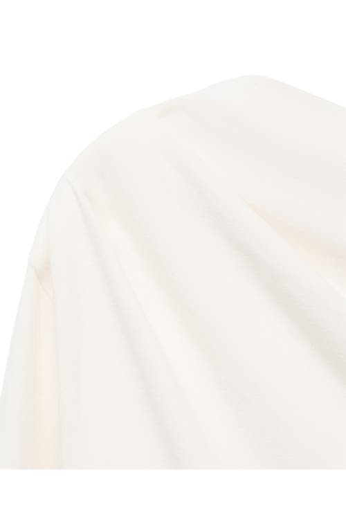 Mango Ruched Asymmetric Stretch Cotton & Modal Top In White