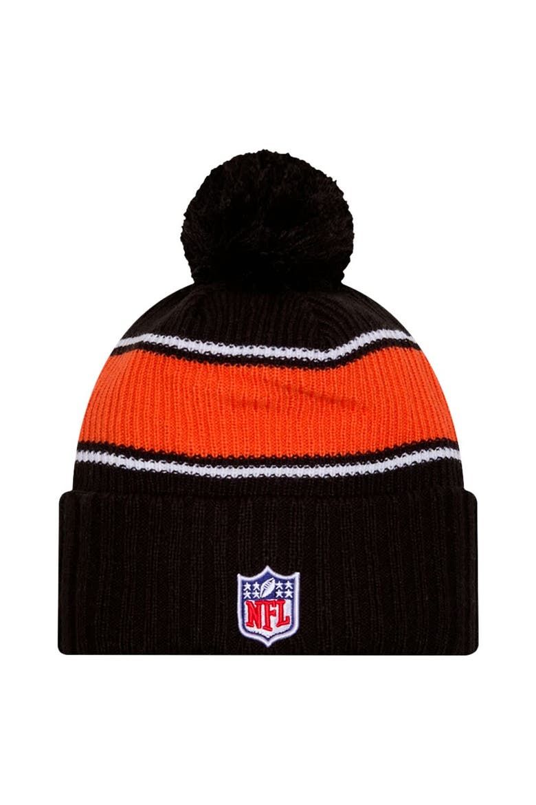 Men's New Era Black Cincinnati Bengals 2024 Sideline Cuffed Knit Hat with Pom, Alternate, color, Black