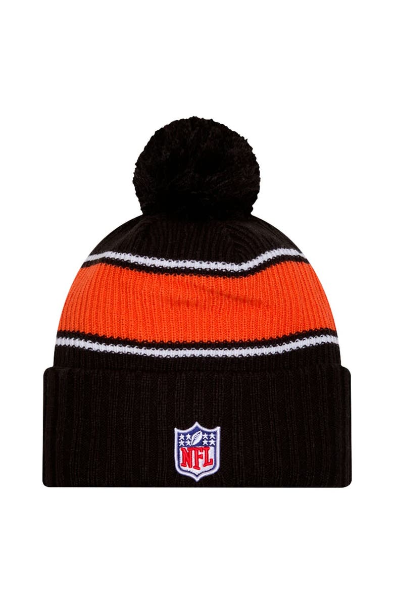 New Era Men's New Era Black Cincinnati Bengals 2024 Sideline Cuffed Knit Hat with Pom, Alternate, color, Black