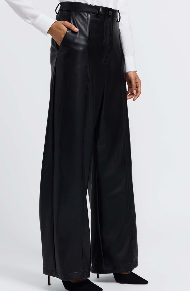 Foxcroft Ciara Wide Leg Faux Leather Pants, Alternate, color, Black
