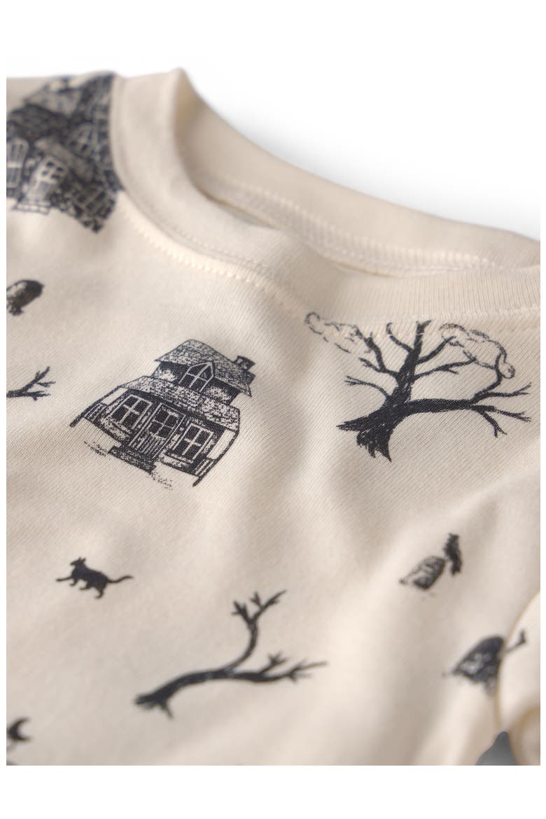 Print Fitted Organic Cotton Two-Piece Pajamas, Alternate, color, SPOOKY LANDSCAPE