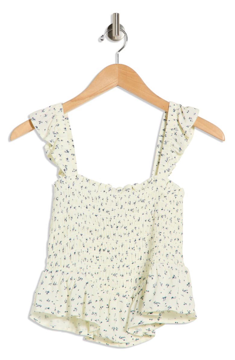 Vigoss Floral Smocked Tank, Alternate, color, White Combo