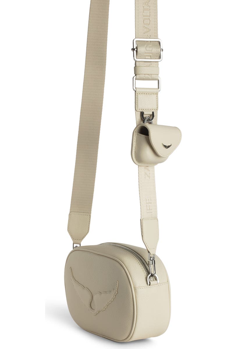 Zadig & Voltaire Rock With You Grained Leather Crossbody Bag, Alternate, color, Flash