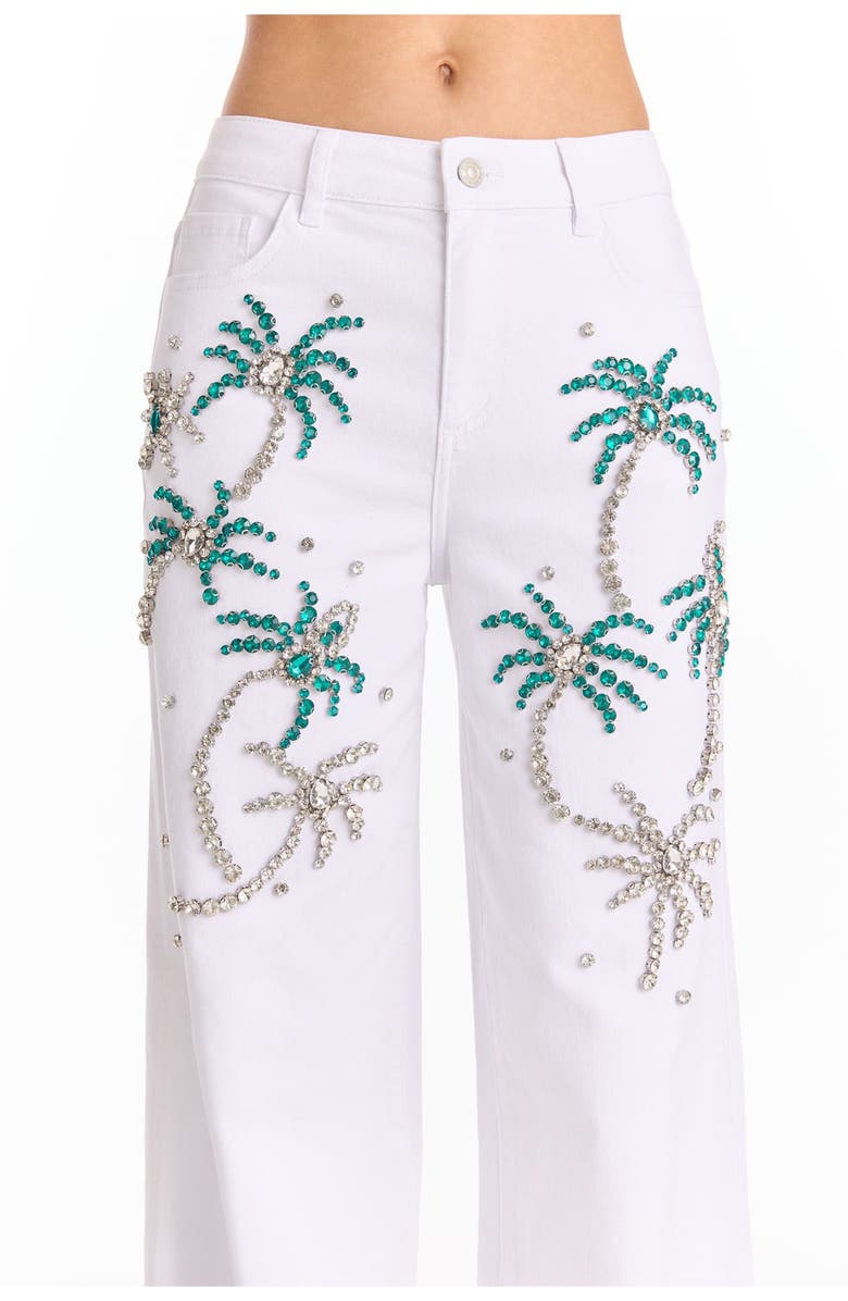 The Noli Shop Crystal Palm High Rise Jean, Alternate, color, White