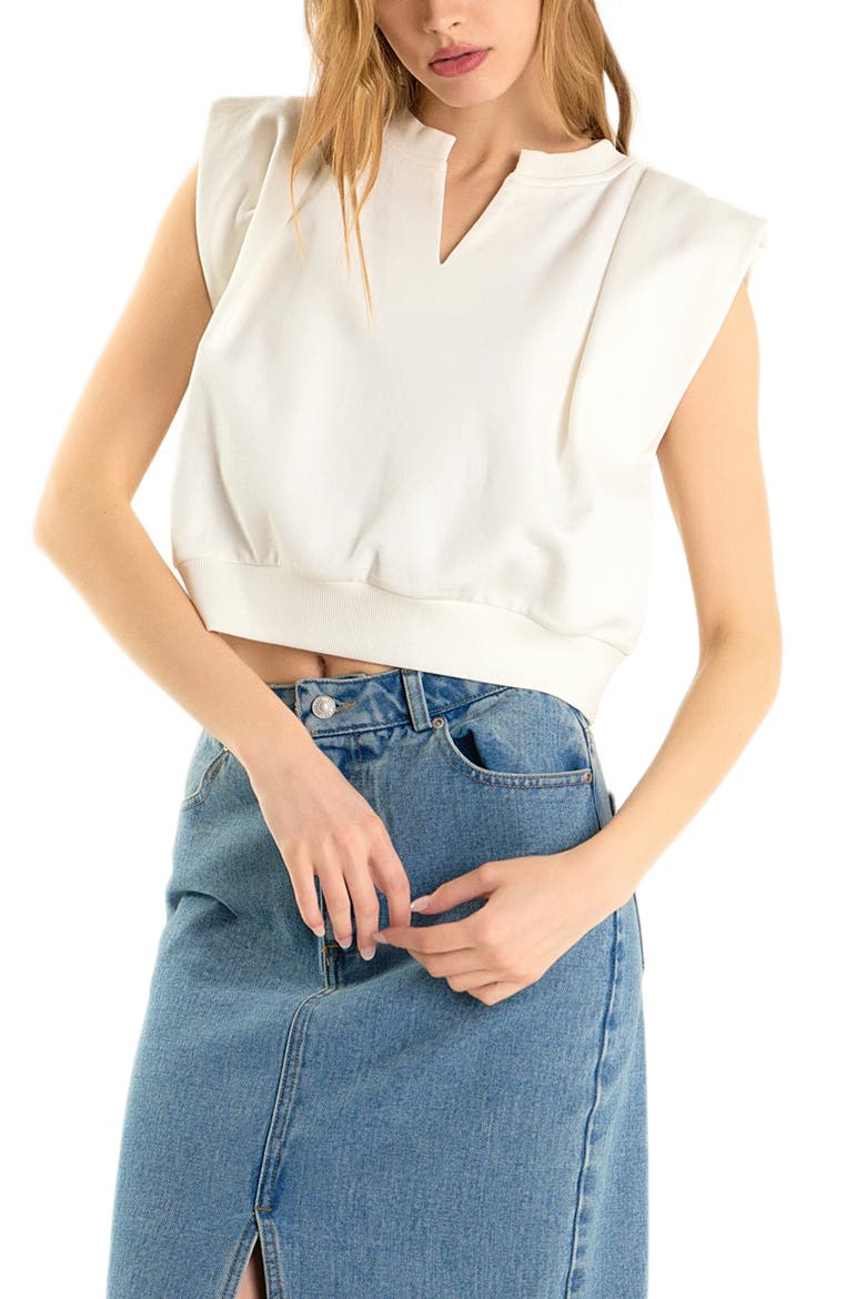 Power Shoulder Sweatshirt Top, Main, color, OFF WHITE