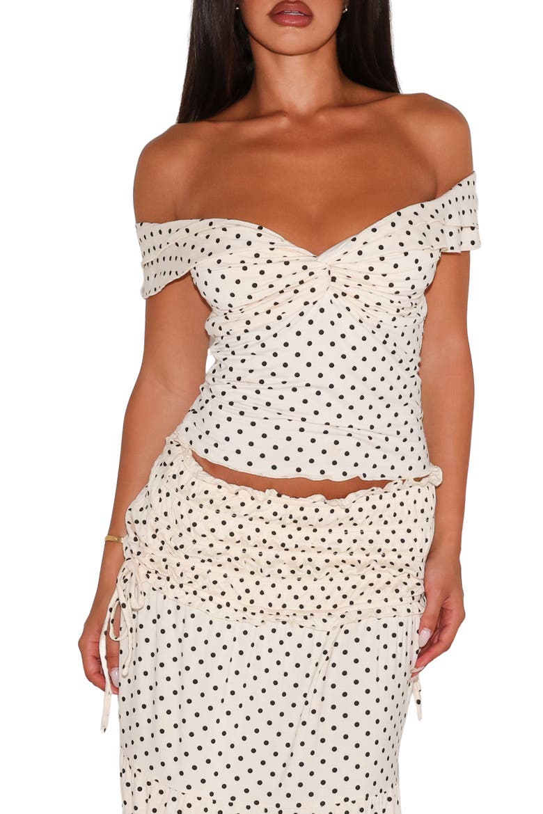 Denali Off the Shoulder Polka Dot Top, Main, color, WHITE POLKA DOT