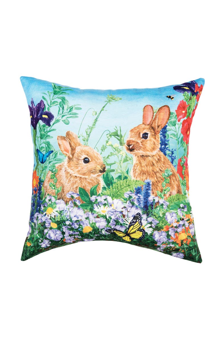 C&F Home Easter Bunny Garden Paradise HD Printed Indoor/Outdoor Accent Throw Pillow 18" x 18", Main, color, Green