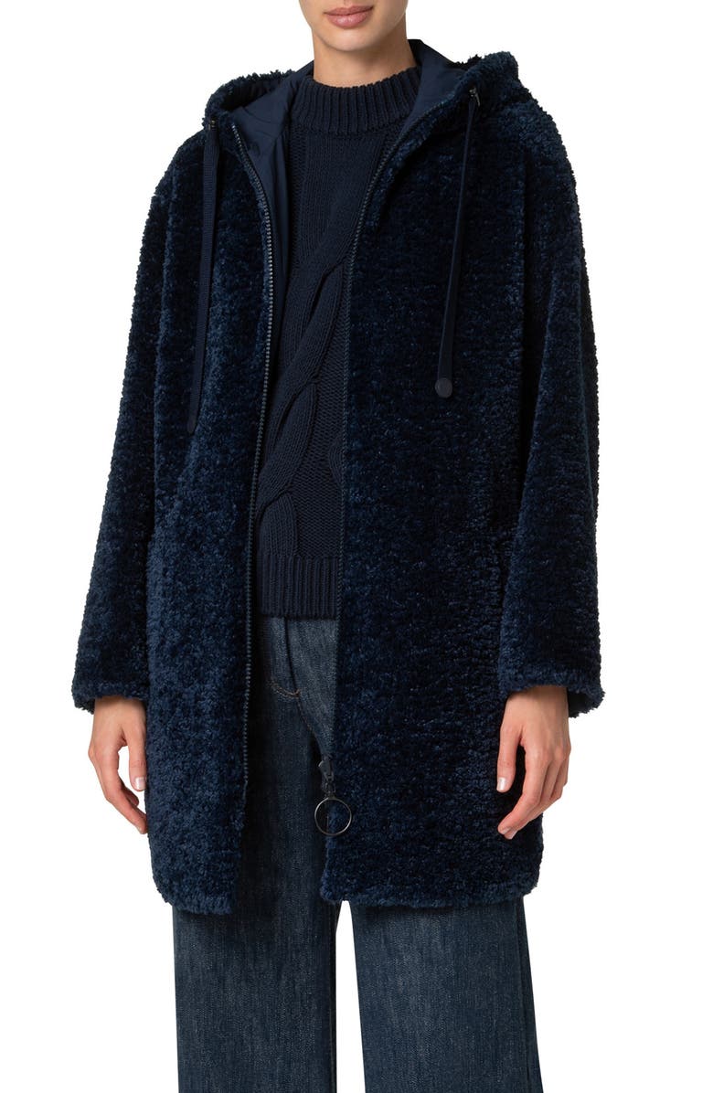 Akris punto Faux Shearling & Nylon Reversible Coat, Main, color, 