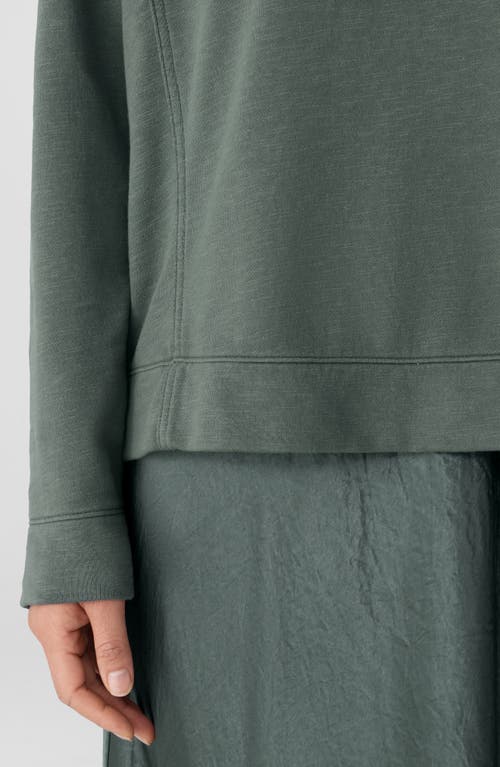 Eileen Fisher Ballet Neck Boxy Organic Cotton Sweatshirt In Green