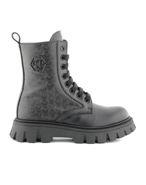 Leather Combat Boots Pp Hexagon Girl