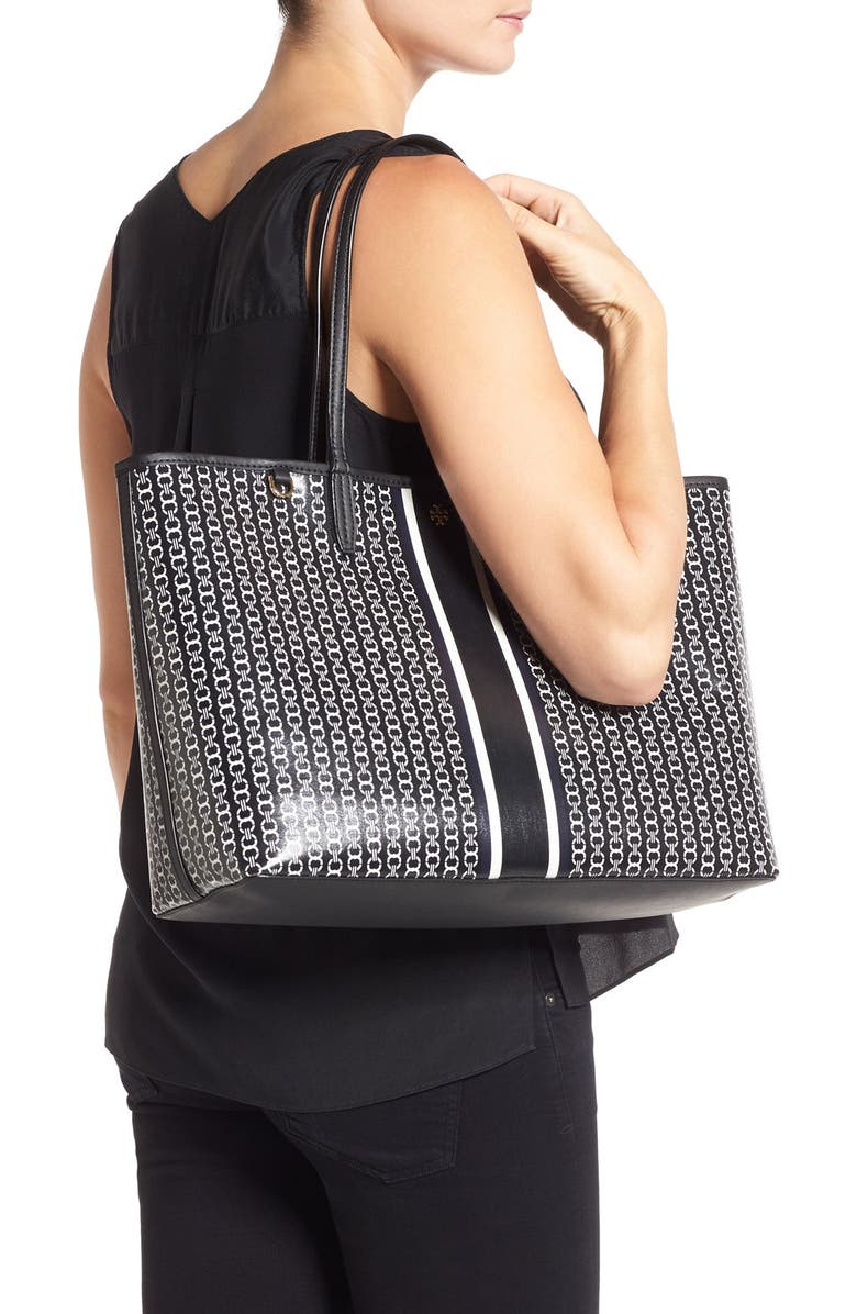 Tory Burch Gemini Link Coated Canvas Tote, Alternate, color,