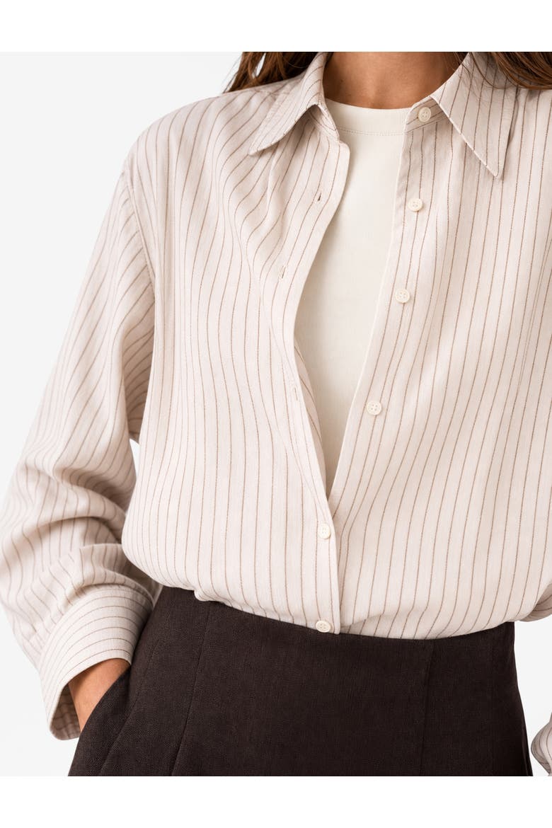 Long-Sleeved Balloon-Sleeve Striped Poplin Shirt, Alternate, color, MUSTARD STRIPE