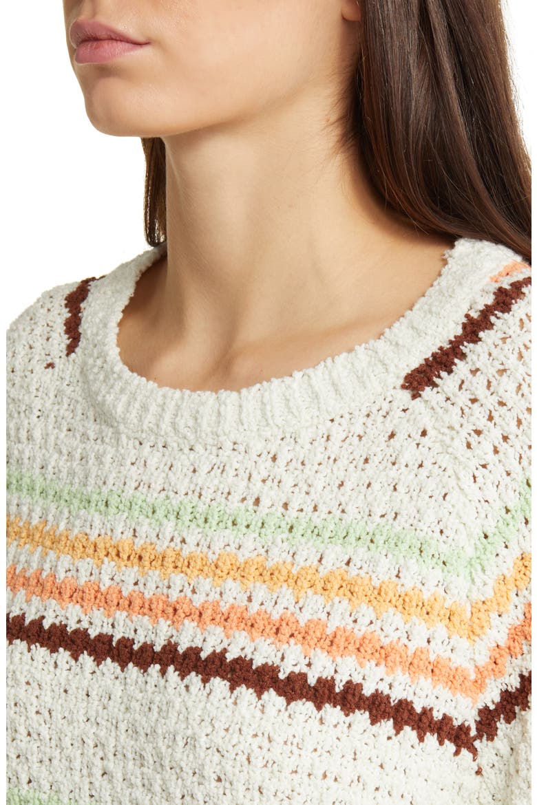 Holiday Tropics Stripe Sweater, Alternate, color, CREAM