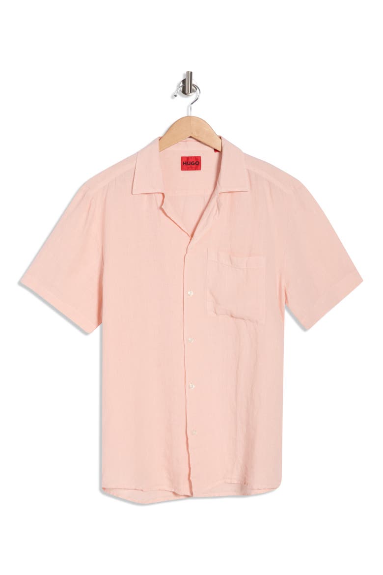 Ellino Linen Camp Shirt, Alternate, color, LIGHT / PASTEL PINK