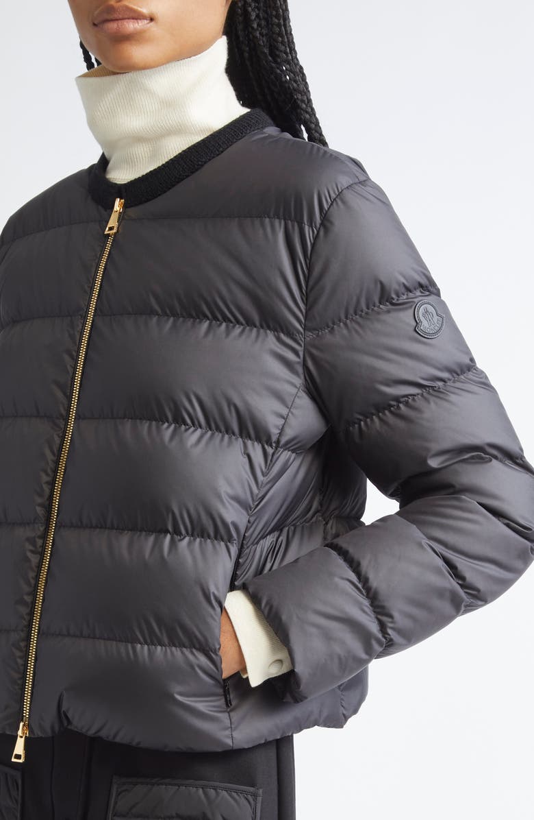 Moncler Mauvezin Mixed Media Down Puffer Jacket, Alternate, color, Black