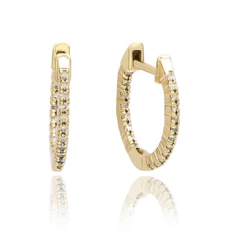 14K Gold 1/2cttw Inside-Out Diamond Huggie Earrings