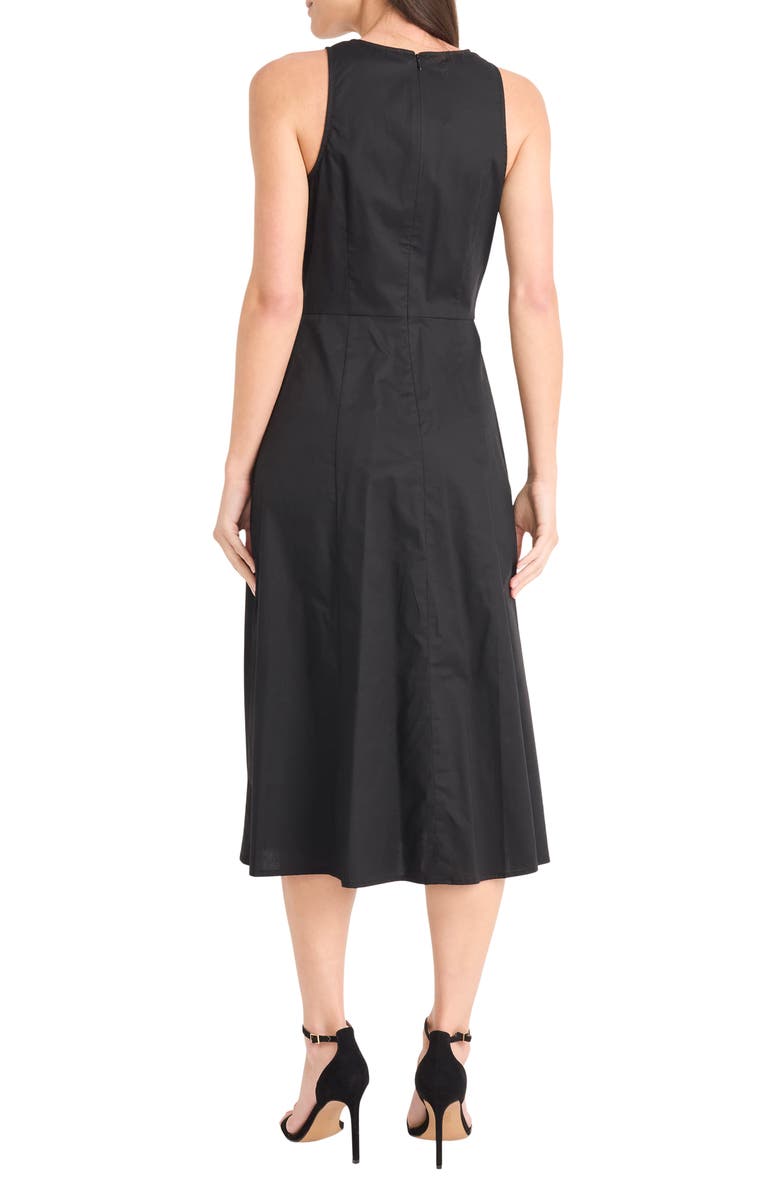 Maggy London Jewel Neck Gathered Dress, Alternate, color, Jet Black