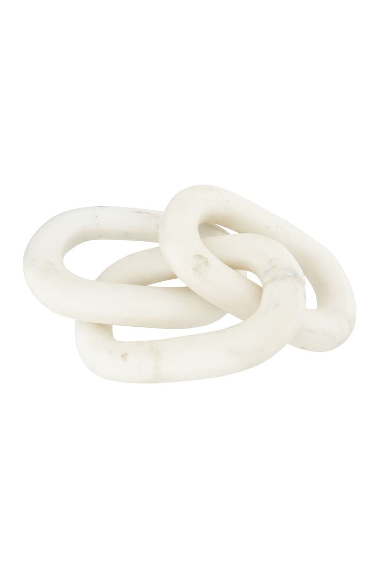 13"L Decorative Marble Chain Link Figurine, Main, color, White