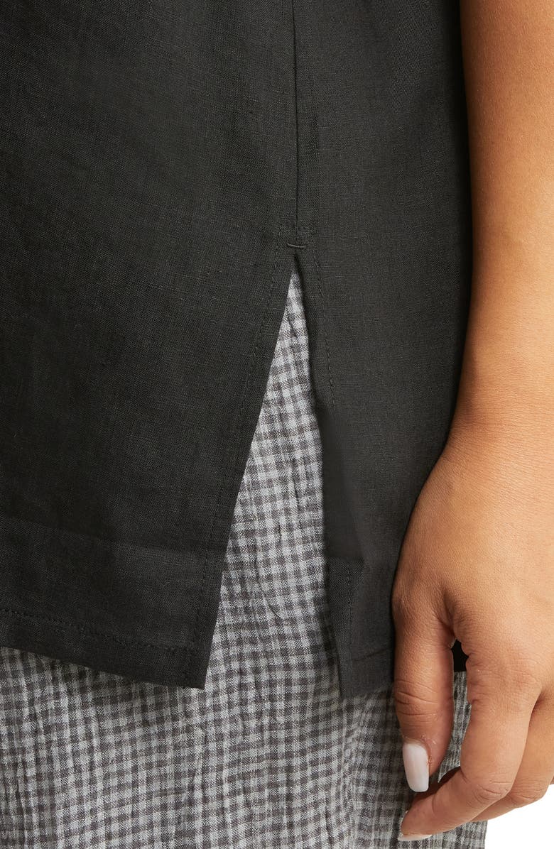 Eileen Fisher Band Collar Sleeveless Organic Linen Blend Tunic, Alternate, color, 