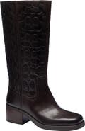 COACH Signature Embossed Leather Knee High Boot