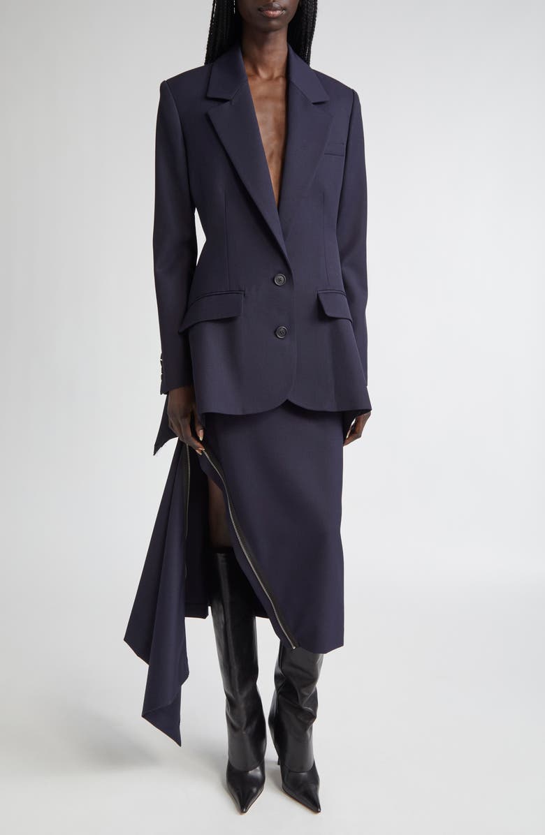 MONSE Double Zipper Midi Skirt, Alternate, color, Navy