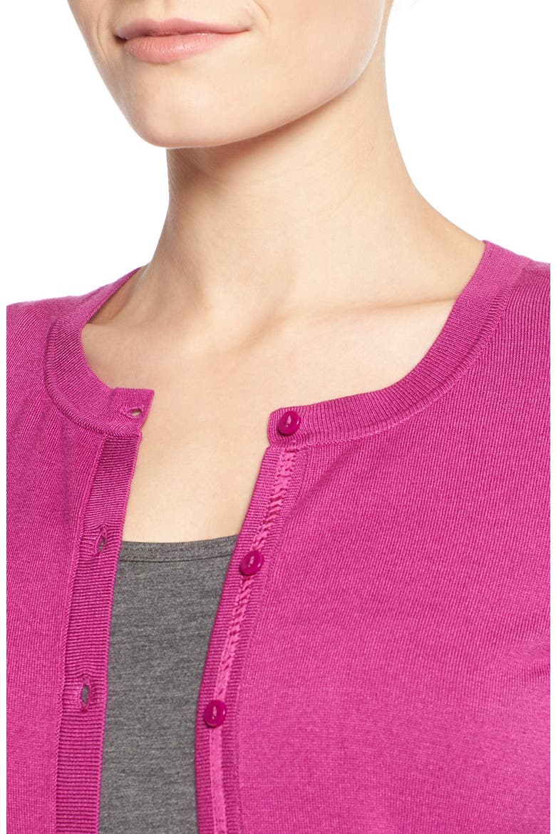 Three Quarter Sleeve Cardigan, Alternate, color, PURPLE CLOVER