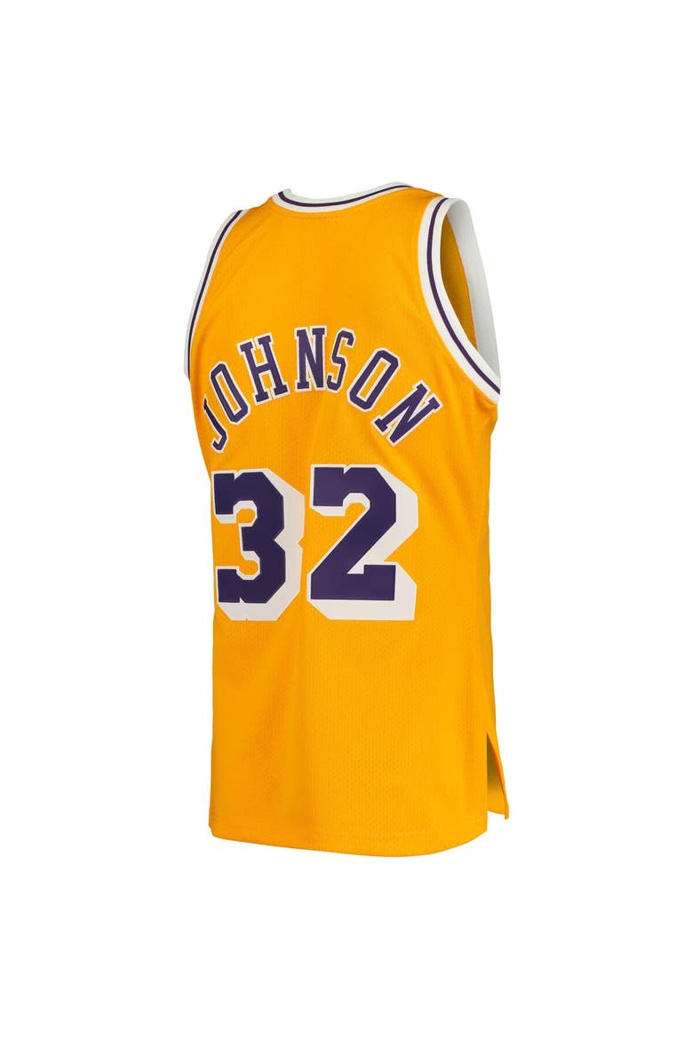 Men's Mitchell & Ness Magic Johnson Gold Los Angeles Lakers 1984/85 Hardwood Classics Authentic Jersey, Alternate, color, Gold