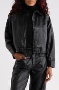 Democracy Faux Leather Bubble Hem Jacket