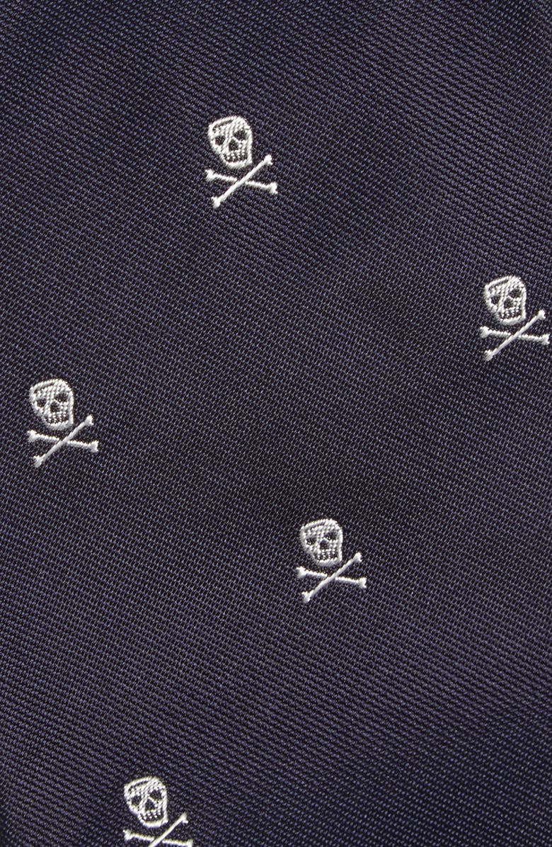 Ralph Lauren Purple Label Skull & Crossbones Embroidered Silk Tie, Alternate, color, Navy
