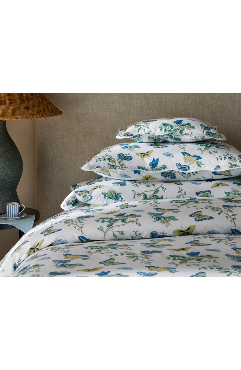 Matouk Baudin Butterfly 500 Thread Count Quilt, Alternate, color, Prussian Blue
