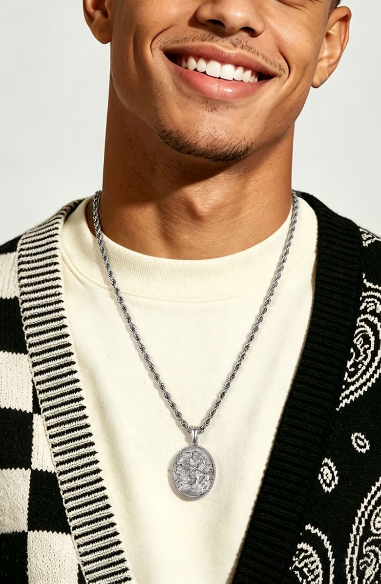 EDFORCE Men's St. Mark Pendant Necklace, Alternate, color, Silver