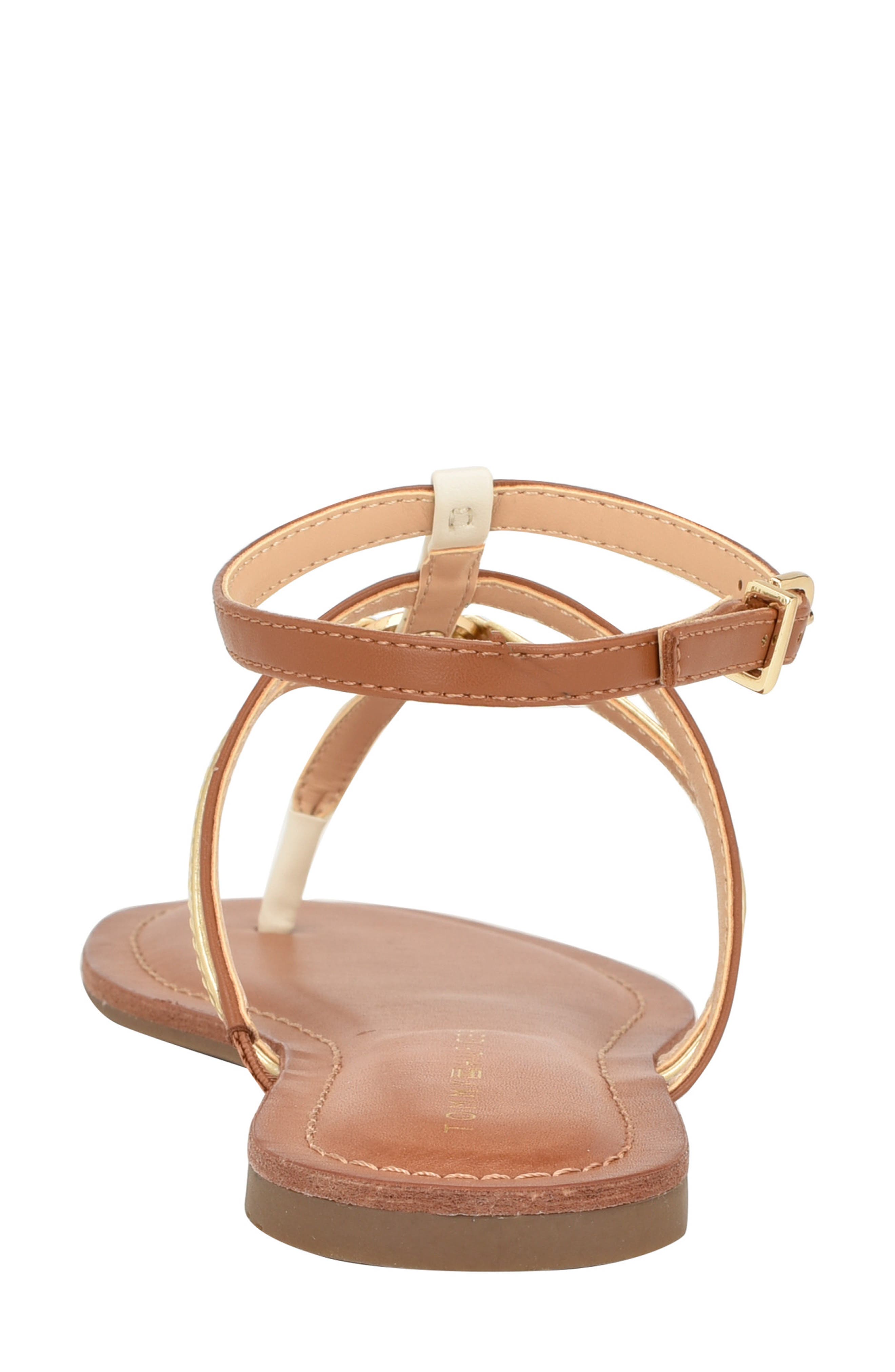 Lincoe T-Strap Sandal, Alternate, color, BRITISH TAN/CHIC CREAM/GOLD