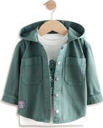 NEXT Kids' Hooded Cotton Shacket & Graphic T-Shirt Set