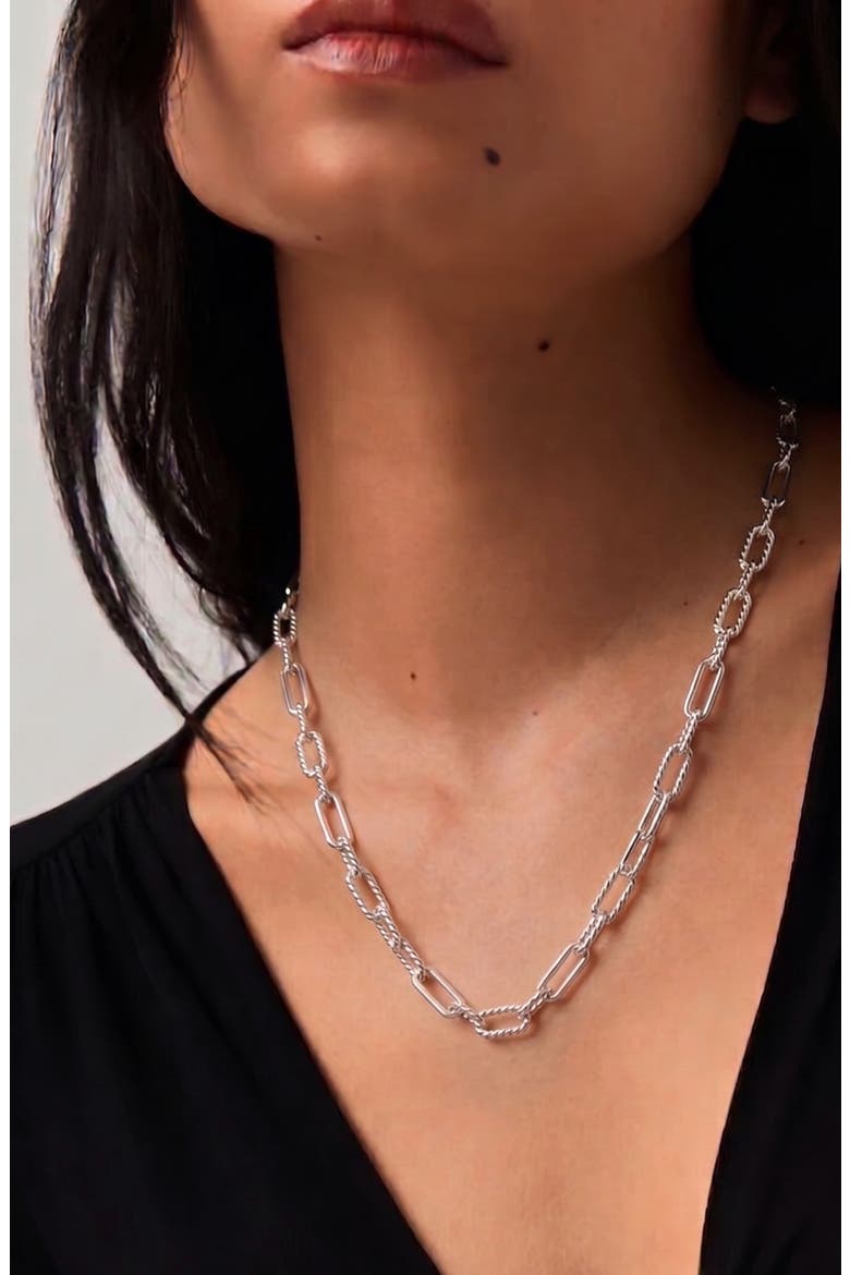 Molten Link Chain Necklace In Silver, Alternate, color, Silver