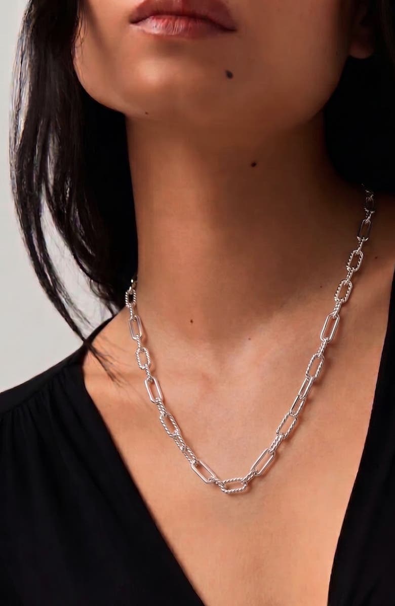 YOJ Molten Link Chain Necklace In Silver, Alternate, color, Silver