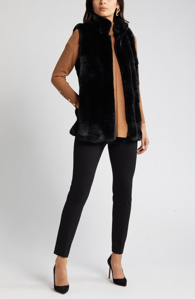 Anne Klein Faux Fur Vest, Main, color,