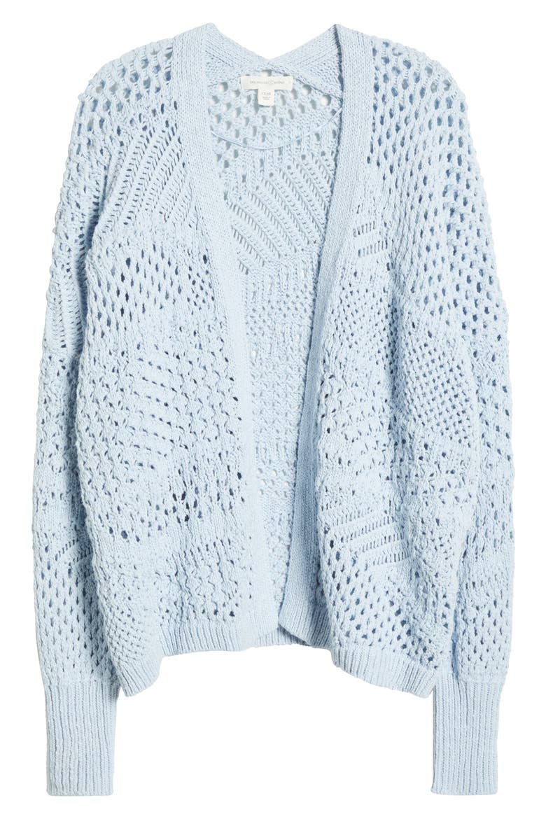 Openwork Slouchy Cotton Cardigan, Alternate, color, BLUE SKYWAY