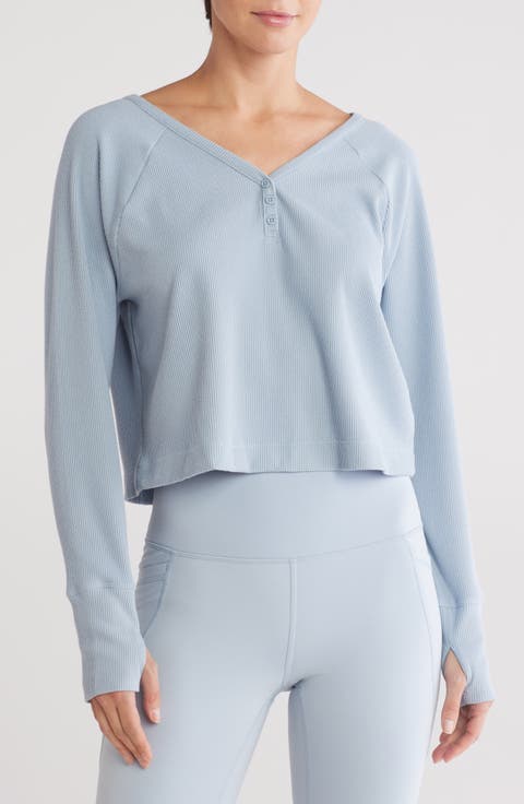 Zen Long Sleeve Waffle Knit Henley