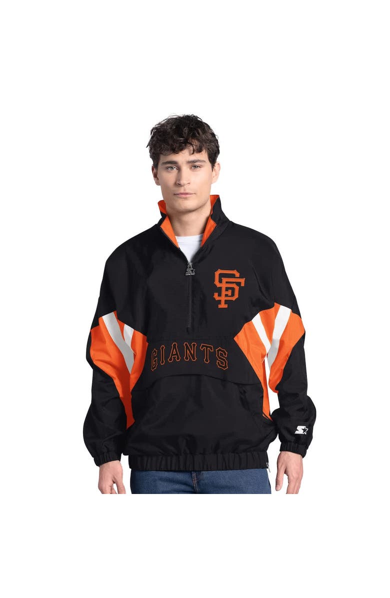 STARTER Men's Starter Black San Francisco Giants Cooperstown Chief Half-Zip Pullover, Alternate, color, Black