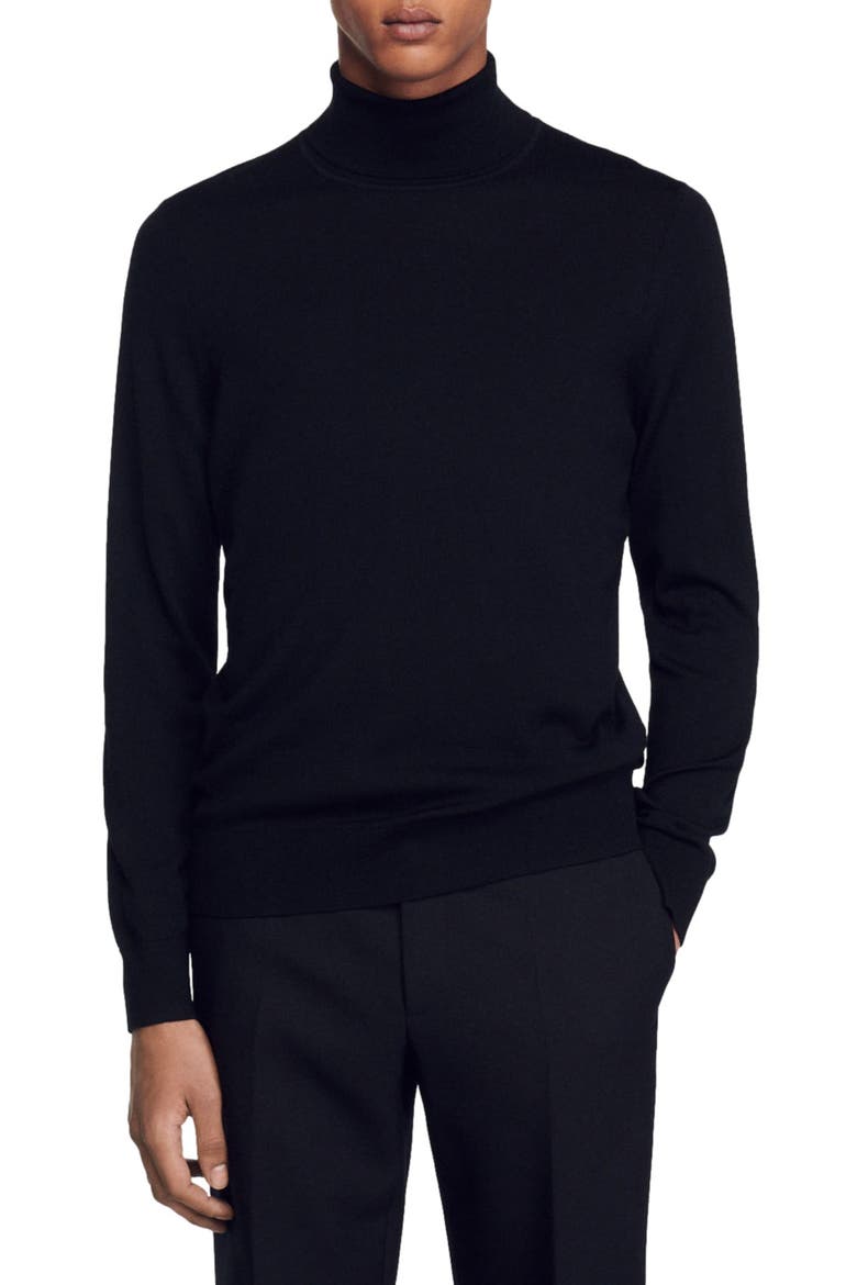 Turtleneck wool sweater, Main, color, BLACK