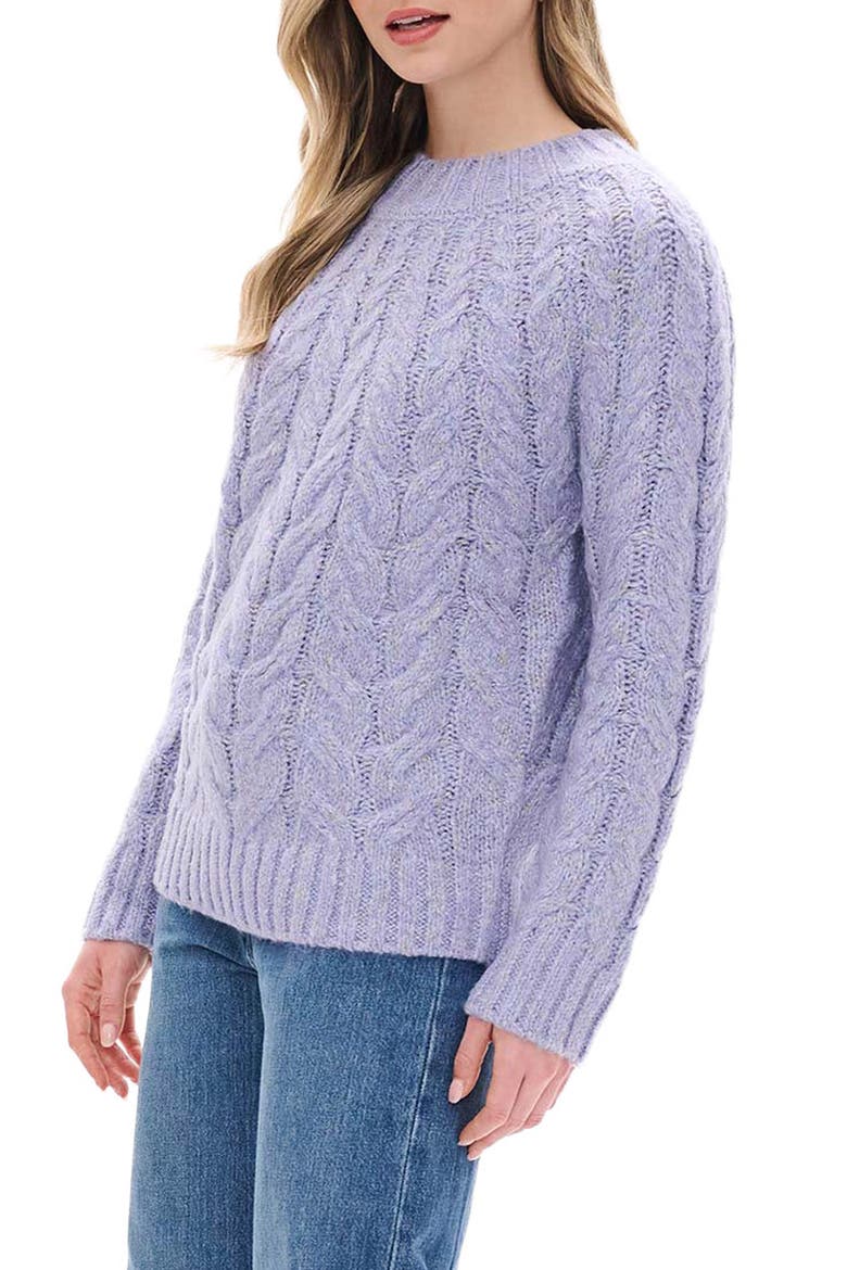 Dylan Cable Knit Sweater, Alternate, color, LILAC FLECKS