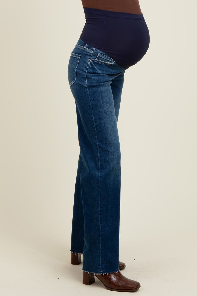 Raw Hem Slim Wide Leg Maternity Jeans, Alternate, color, Navy Blue