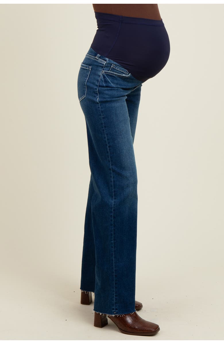 PinkBlush Raw Hem Slim Wide Leg Maternity Jeans, Alternate, color,