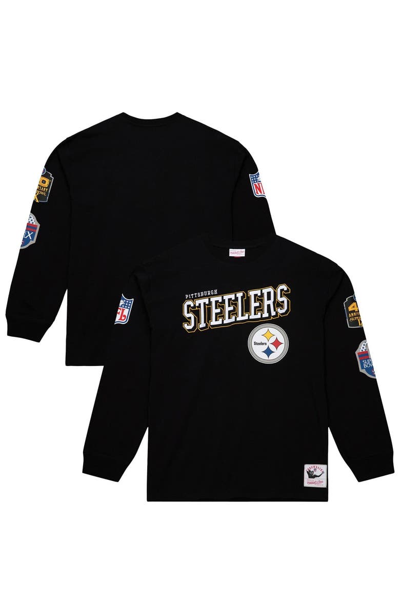 Mitchell & Ness Men's Mitchell & Ness Black Pittsburgh Steelers Training Camp Vintage Logos Long Sleeve T-Shirt, Main, color, Black